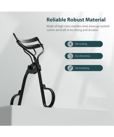 Kaasage Black Eyelash Curler for Women - Professional Lash Curler with Refill Pads - Easy, Natural Curling in Seconds - Buy Online on GoSupps.com