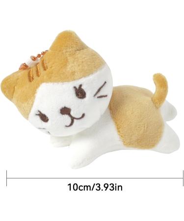 Soft Plush Mini Cat Key Pendant | Cuddly Toy Keychain - Cartoon Anime Doll Figure - Light Yellow & Coffee - Buy Online on GoSupps.com