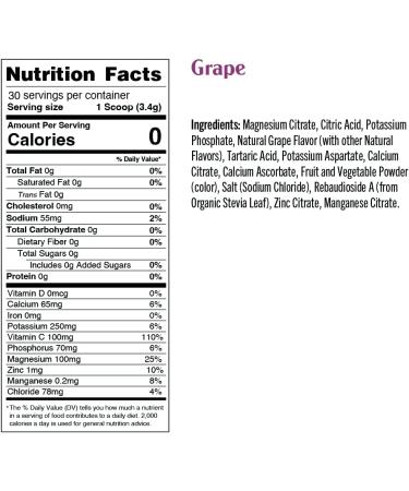 Ultima Replenisher Electrolyte Hydration Powder  Grape  30 Serving Canister - Sugar Free  0 Calories  0 Carbs - Gluten-Free  Keto  Non-GMO with Magnesium  Potassium and Sodium Grape 3.6 Ounce (Pack of 1) - Buy Online on GoSupps.com