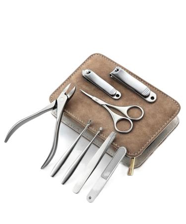 BANDKIT Than Ever Stainless Steel Nail Clipper Pedicure Set with Scissor Tweezer Professional PU Cover Manicure Tools(Option A)