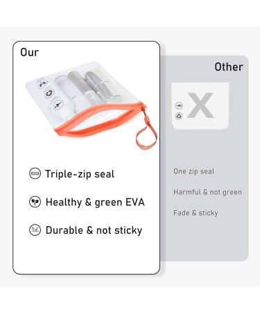 ECOHUB Airport Security Liquids Bag 20x20cm (2 pcs) - Airline Approved Clear Toiletry Bag for Travel - Orange with Carrying Handle - Buy Online on GoSupps.com