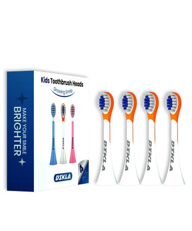 DIKLA Kids Electric Toothbrush Heads Sonic Kids Replacement Heads for DKL1004 Series (Orange)