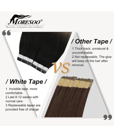 Moresoo 24 Ombre Tape In Hair Extensions - #1B Black, Ash Blonde & Platinum Blonde, 100g, 40PCS - Buy Online on GoSupps.com