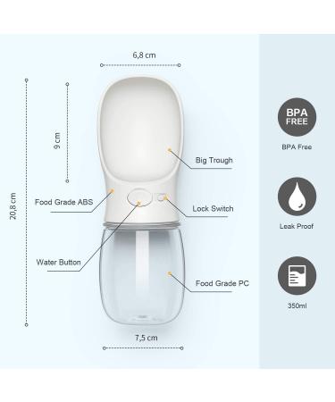 Buy Cotop Portable Dog Water Bottle 350ml - BPA-Free Leak-Proof Travel-Friendly - Ideal for Outdoor Adventures (Pure White) - Buy Online on GoSupps.com