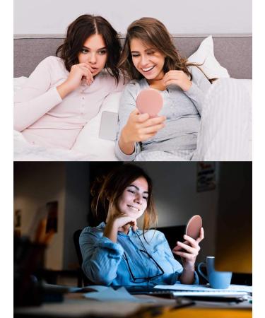 OMIRO LED Lighted Compact Mirror 8.9 cm Mini 1x/10x Magnification Ideal for Daylight Travel Makeup Mirror for Purses (Pink) - Buy Online on GoSupps.com