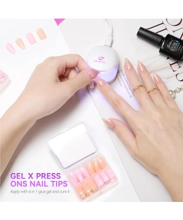 Colored Gel X Nail Tips - 96Pcs Nude Short Length Press on Nails - Almond & Square Shape - Soft Gel-like EC 4 in 1 Mixed X-coat Tips - Nail Extensions - Buy Online on GoSupps.com