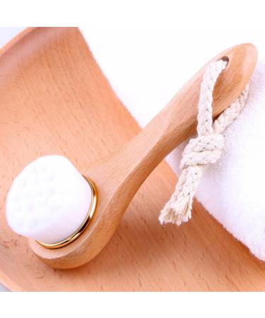 1PC Facial Cleansing Brush Manual Face Brush Bamboo Charcoal Bristles Wooden Handle for Washing Face Pore Exfoliation Wash Makeup Massaging Brush - Buy Online on GoSupps.com