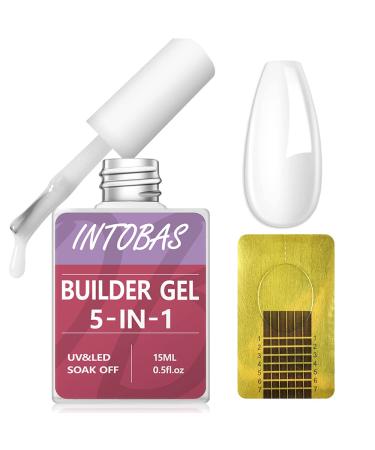 Intobas 5-in-1 builder gel for nails gel nail polish milky white set with 100PCs nail forms build-up gel for nails UV/LED for nail extensions extensions nail art sticker nail builder gel m-milky white