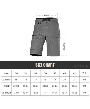 FREE SOLDIER Men's Cargo Shorts 32W x 12L Gray - Lightweight Quick Dry Hiking Tactical Shorts with Belt | Nylon Spandex Blend | Breathable & Durable - Buy Online on GoSupps.com