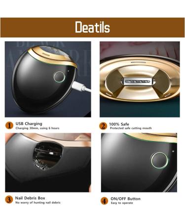 Electric Nail Clippers Intelligent USB Charging Automatic Nail Drill Adults Nail Trimmer 100% Safe Automatic Nail File Manicure Trim Polish for Infant Kid Elderly Toe & Fingernail - Buy Online on GoSupps.com