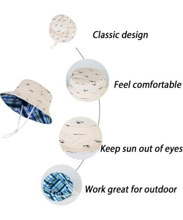 LANGZHEN Beach Sun Protection Hat for Baby Girls - Adjustable Toddler Kids Wide Brim Play Hat with Chin Strap - Beige, Fish Design - 6-12 Months - Buy Online on GoSupps.com