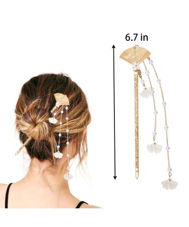 Retro Alloy Fan Shape Chinese Hair Stick Hairpin - MGPFERD - Buy Online on GoSupps.com