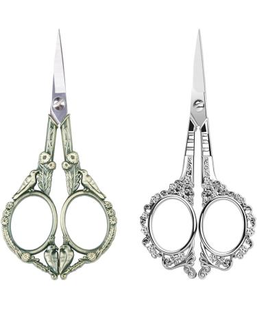 Vintage Stainless Steel Cuticle Embroidery Scissors - 2pc Set for Beauty Grooming and Manicure - Buy Online on GoSupps.com
