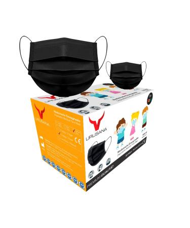 50 mouth and nose protection children mask black |Mask Mundsprung - Norms 14683: 2019 CE Certified facial mask for medical use tested for BFE came to BFE 50 pieces - Buy Online on GoSupps.com