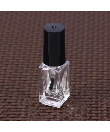 10Pcs 15ml Clear Refillable Nail Polish Bottles - Empty Cosmetic Holders with Brush for Nail Art - Black & White - Buy Online on GoSupps.com