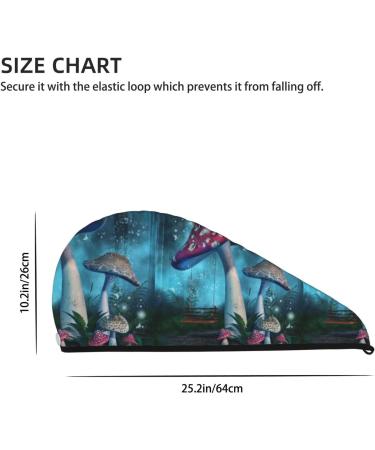 Hair Towel Wrap - Quick Drying Hair Turban with Button | Fantasy Mushrooms Design | International Shipping Available - Buy Online on GoSupps.com