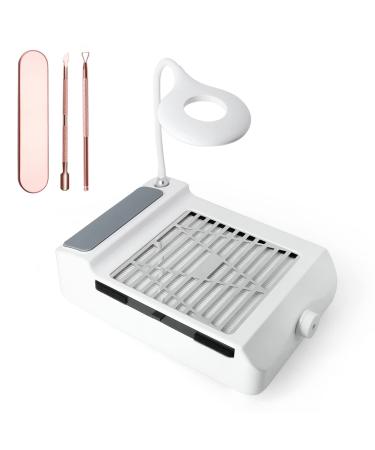 AONOLOVO Nail Dust Collector with Light  Adjustable Suction Nail Dust Extractor Dust Collector for Nails Salon Home Use  with Cuticle Nail Pusher Kit  CJXC003-1