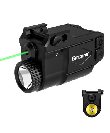 Gmconn Gun Light Laser Sight Weapon Pistol Flashlight 650 Lumen with Green Laser Sight Combo, Built in USB Rechargeable Battery (Black)