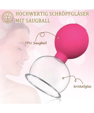 High-Quality Pink Cupping Glass Set - 5 Real Glass Cups with TPU Suction Ball for Targeted Relaxation & Well-Being - International Shipping Available - Buy Online on GoSupps.com