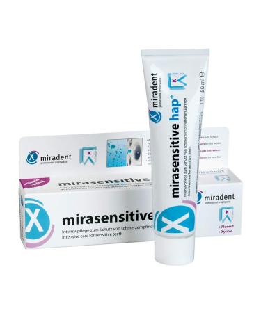 Miradent Mirasensitive Hap+ toothpaste 50 ml |Intensive care to protect pain -sensitive teethWith hydroxylapatite & fluoride |Against hypersensitis |Caries prevention |remineralizing