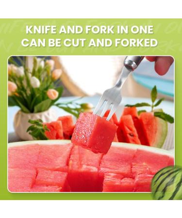 Upgrade 2-in-1 Stainless Steel Fruit Cutter Portable Dual Head Watermelon Cutter Slicer Tool Stainless Steel Watermelon Fork Slicer Cutter for Family Party Camping (2) - Buy Online on GoSupps.com