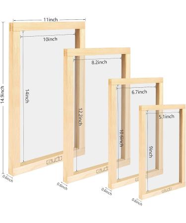 Caydo 4 Pieces Screen Printing Frames Set - 110 Mesh, Ideal for Beginners and Kids - 4 Sizes Included: 9x5.1, 10.6x6.7, 12.2x8.2, 14x10 Inches - Buy Online on GoSupps.com