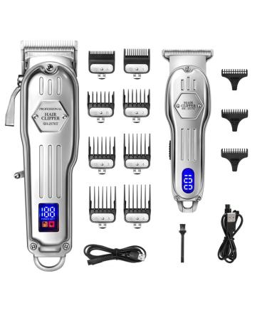 2 in 1 Full Metal Combo Kit Barber Hair Clipper For Men Professional Electric Beard Hair Trimmer Rechargeable Haircut