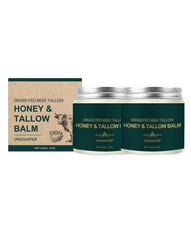 Baume s bum et miel pour le visage suif de b uf pour la peau suif de b uf nourri l'herbe et miel sauvage brut cr me hydratante pour le corps le visage pour les peaux sensibles s ches 2 Pi ces.