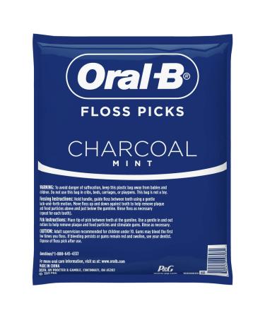 Oral-B Charcoal Infused Mint Dental Floss Picks - 75 Count, Pack of 4 - Buy Online on GoSupps.com