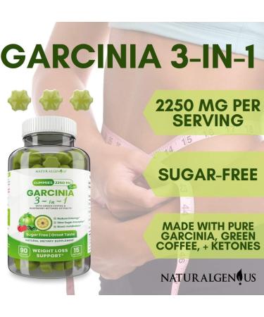 Fat Burning Gummies with Garcinia Cambogia, Green Coffee, Raspberry Ketones - Keto Friendly, Vegan, Sugar-Free - Appetite Suppressant - 2250mg/Day - Buy Online on GoSupps.com
