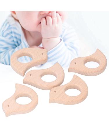 5Pcs Natural Wood Bird Teething Rings for Infant Toddler DIY Handiwork - Buy Online on GoSupps.com