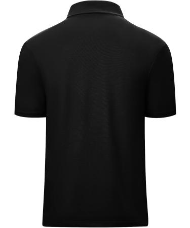 SECOOD Men's Short Sleeve Polo Shirt - Moisture Wicking Golf & Tennis T-Shirt (Black, X-Large) - Buy Online on GoSupps.com