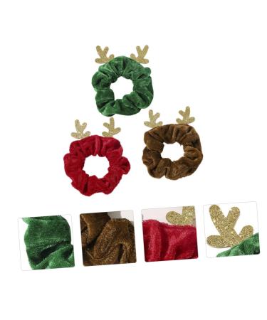 minkissy Christmas Hair Rope Hair Ropes Bobbles Elastic Hair Bands Christmas Hair Bands Antler Hair Band Christmas Hair Bobble Hair Bobbles Ponytail Holder Hair Ring Tie Miss Elk Fabric