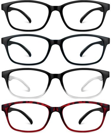 ACWOO Blue Light Filter Glasses 4-Set | Anti Blue Light Vintage PC Gaming Glasses for Men & Women - Transparent Leopard Blue Black - Buy Online on GoSupps.com