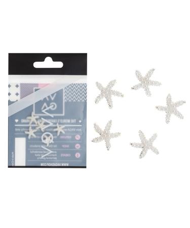 5 pcs Silver Starfish Nail Art Decorations - VAGA Pearls, Crystals, Jewels - Buy Online on GoSupps.com