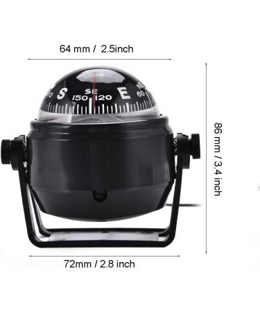 Boat Compsss  Black Electronic Adjustable Military Marine Ball Night Compass for Boat Vehicle - Buy Online on GoSupps.com