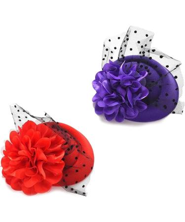 amangul Teenagers Hair Clip with Flower Decor Top Hat Shape Hairpin Colorful Hair Clip for Taking Photo Hairpins for Woman Girl(Red) - Buy Online on GoSupps.com