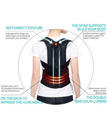 XS-5XL Plus Size Posture Corrector Back Brace | Upper & Lower Back Support for Women Men & Teens | Scoliosis & Hunchback Correction | Adjustable Shoulder Straightener in Black - Buy Online on GoSupps.com
