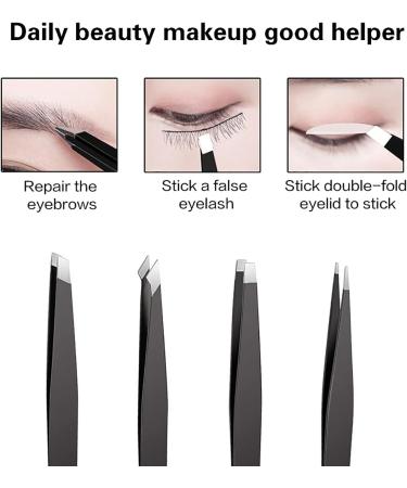 YAWALL Women Eyebrow Tweezers Set for Ingrown Hair Removal - Stainless Steel Precision Tweezer Kit with Case for Splinter and Facial Hair - 4PC Set - Buy Online on GoSupps.com
