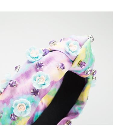 vreplrse Durable And Reliable Jeweled Wide Top Knot Headband For Long-lasting Beauty Polyester Rhinestone Pearl Knot Headbands Blue purple - Buy Online on GoSupps.com