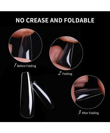 TOMICCA Clear Coffin Nail Tips 500pcs - Long Full Cover Acrylic Fake Nails | Ballerina Style in 10 Sizes for Nail Extension - Ideal for Salons and DIY Nail Art - Buy Online on GoSupps.com