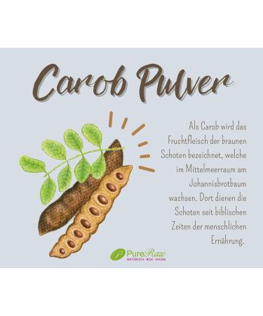 Organic Vegan Carob Powder - Sugar-Free Caffeine-Free Cocoa Substitute | Pureeraw 1kg - Fiber-Rich Low-Fat Mineral Boost | Ideal for Drinking Chocolate & Baking - Buy Online on GoSupps.com