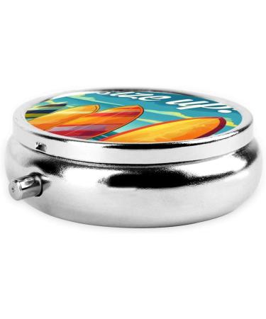 Beach & Surfboard Portable Metal Pill Box | Round Mini 3-Compartment | Travel Essential for Small Pills - Black - Buy Online on GoSupps.com