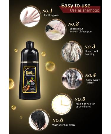 EPMANN 500ml Instant Hair Color Shampoo for Gray Hair - 3 in 1 Easy Hair Dye - 100% Gray Coverage - Herbal Coloring for Men & Women - 17 Fl Oz (Black) - Buy Online on GoSupps.com