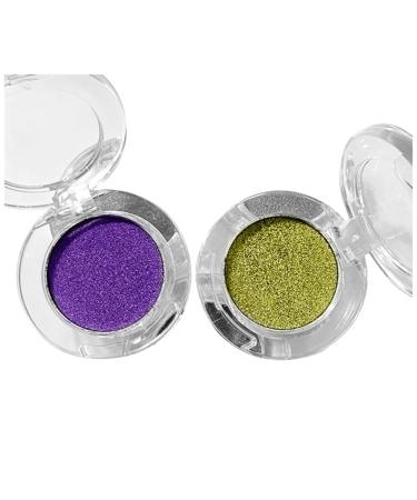 Dewedrt 2Pcs Optical Eyeshadow Highly Pigmented Polychrome Metallic Eyeshadow Palette Eye Glitter Makeup Cosmetics