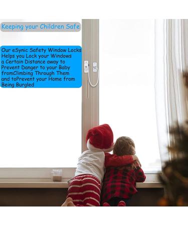 eSynic 4pcs Window Safety Restrictors with Keys - White UPVC Window Security Locks for Child Safety - Ideal for Home and Public Use - Buy Online on GoSupps.com