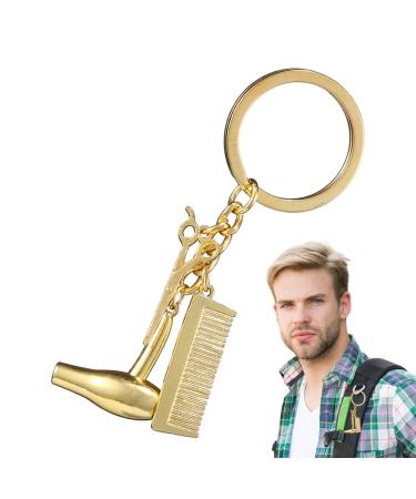 Hair Dryer Keychain | Cute Hairdresser Comb Scissors Hair Dryer Keychain Beauty Salon Tools Hair Stylist Jewelry Cute Pendant For Salon Owner Graduation Jewelry Gold