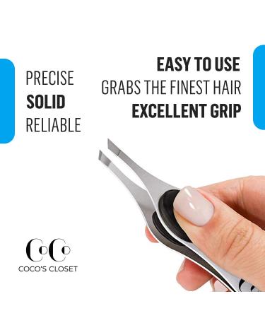 Premium Eyebrow Tweezers for Women and Men - Slant Tip Stainless Steel Tweezers with Brow Brush - Ideal for Ingrown Hair, Facial Hair, and Chin Hair Removal - Precision Brow Plucking Tool (1 pack) - Buy Online on GoSupps.com