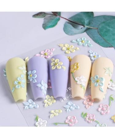 5D Embossed Flower Nail Stickers | Colorful Floral Nail Art Decals for Creative Designs | Cute Acrylic Petals Nail Supplies - Buy Online on GoSupps.com