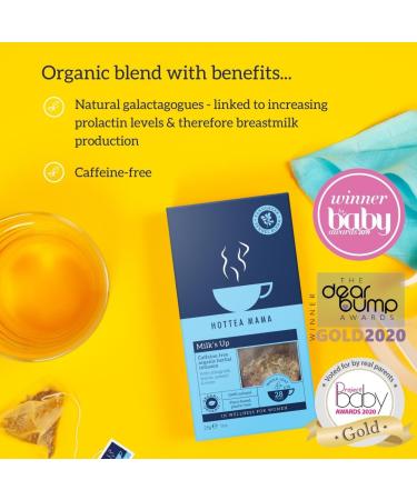HOTTEA MAMA Milk's Up Organic Breastfeeding Tea | Fenugreek & Fennel | Lactation & Nursing Support | Caffeine Free | Herbal Tea | 14 Biodegradable Pyramid Bags - Buy Online on GoSupps.com